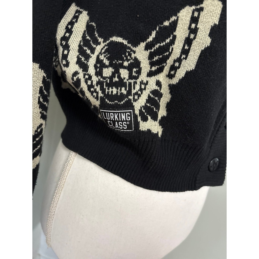 Lurking Class Hot Topic Black Skull Butterfly Cardigan Size XS - Picture 2 of 6
